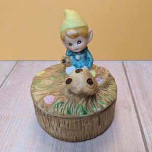 Pixie & Mushrooms Trinket Homco Round Dish